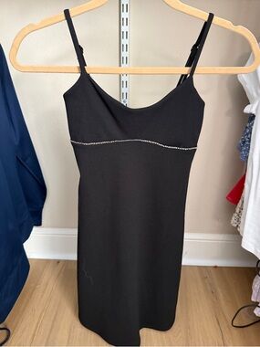 Altar'd State Black Mini Dress with Rhinestone Waist Trim